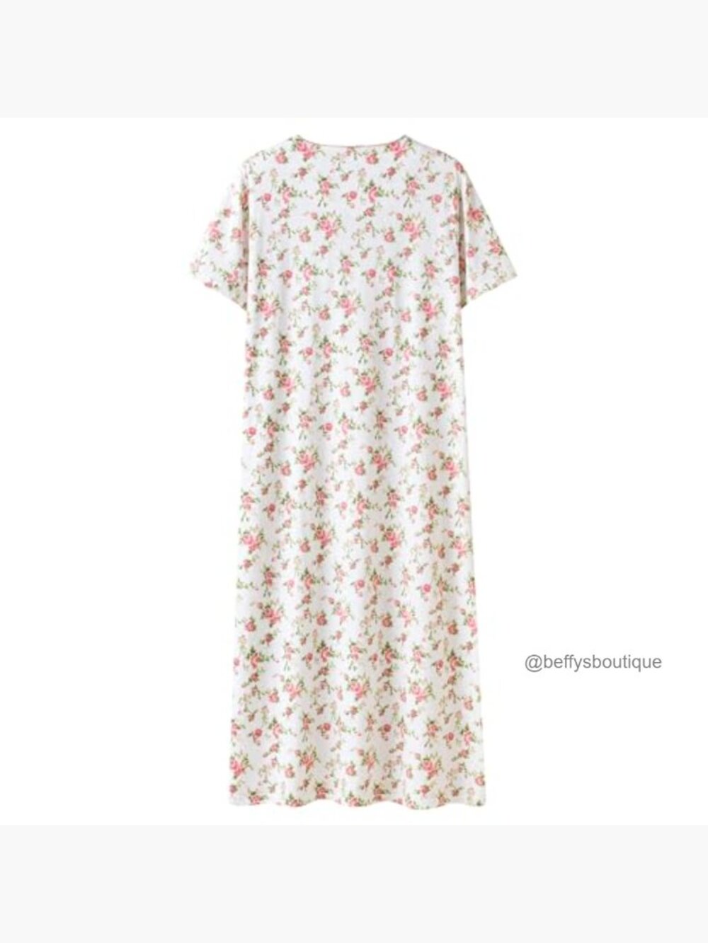 100% Cotton Short Sleeve Nightgown Soft Comfy Loose Fit Nightdress Lounge - Picture 2 of 7